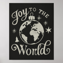 Joy to the World Chalkboard Globe Poster