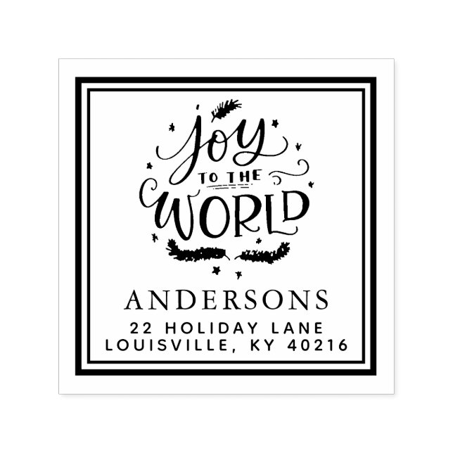 Joy to the World Christmas Address Permastempel (Design)