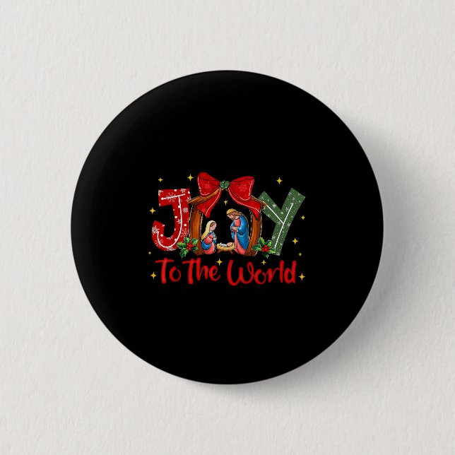 Joy To The World Christmas Christian Nativity Scen Button (Vorderseite)