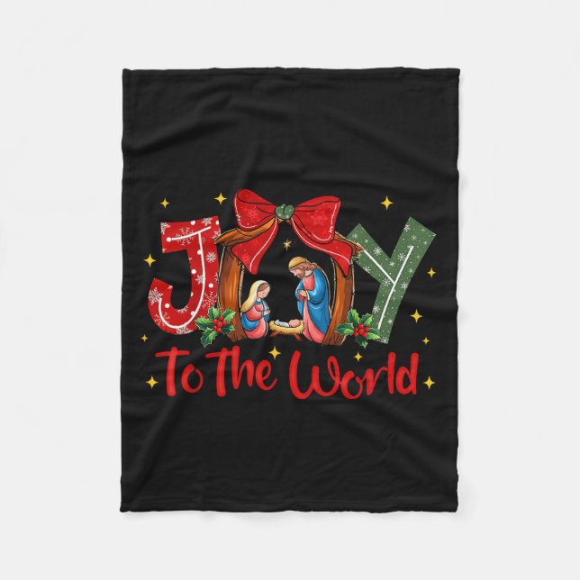 Joy To The World Christmas Christian Nativity Scen Fleecedecke (Vorderseite)