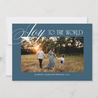 Joy to the World Christmas Design Blue Feiertagskarte