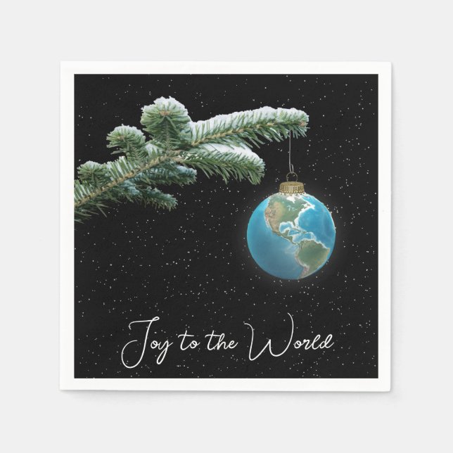 Joy to the World Christmas World Globe Ornament Serviette (Vorderseite)