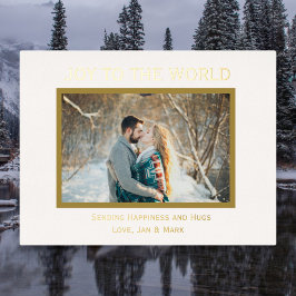 Joy to the World Gold Foil Foto PostCard Folien Feiertagspostkarte