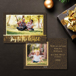 Joy to the World Gold Photo Foil Holiday Card Folien Feiertagskarte