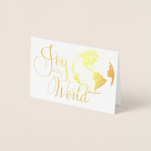 Joy to the World Handlettered Christmas Foil Card Folienkarte (Vorderseite)