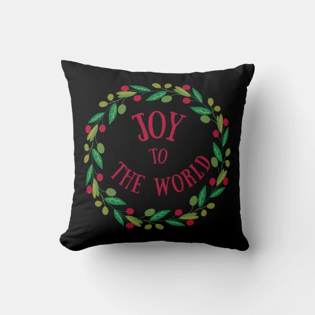 Joy to the World Holiday Wreath Kissen (Vorderseite)