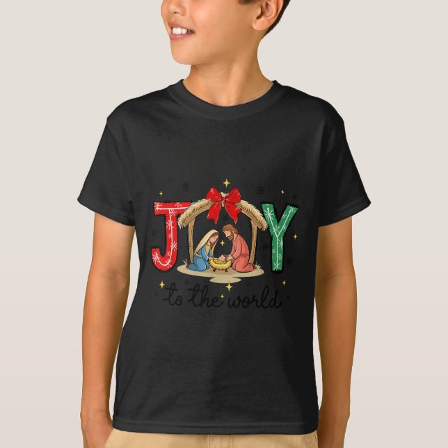 Joy To The World Jesus Christian Nativity Scence C T-Shirt (Vorderseite)