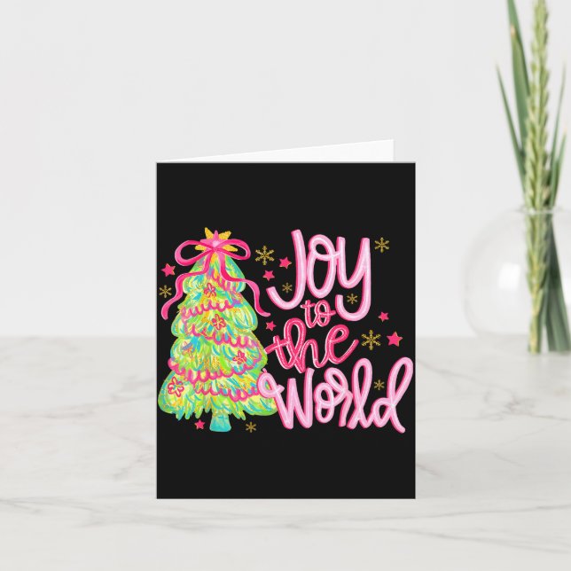Joy To The World Jesus Christian Xmas Tree Holiday Karte (Vorderseite)