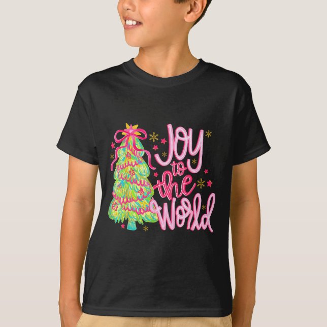 Joy To The World Jesus Christian Xmas Tree Holiday T-Shirt (Vorderseite)