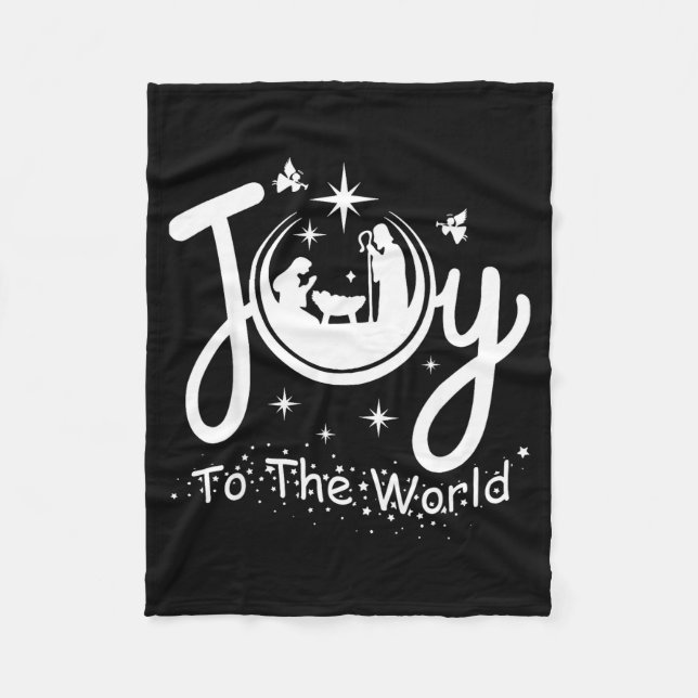 Joy To The World Jesus Christmas Nativity Scene Fa Fleecedecke (Vorderseite)