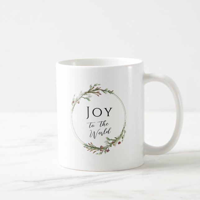 Joy to the World Minimalist Wreath Kaffeetasse (Rechts)