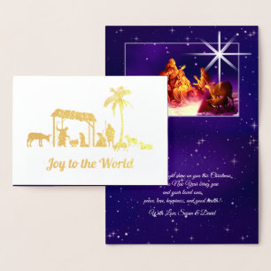 Joy to the World. Nativity Scene Luxury Folienkarte