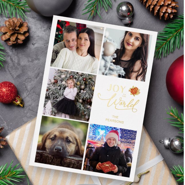 Joy To The World Poinsettias Collage 5 Fotos Folieneinladung (Von Creator hochgeladen)