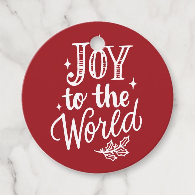 Joy to the World Rustic Red Christmas Geschenkanhänger (Vorderseite)