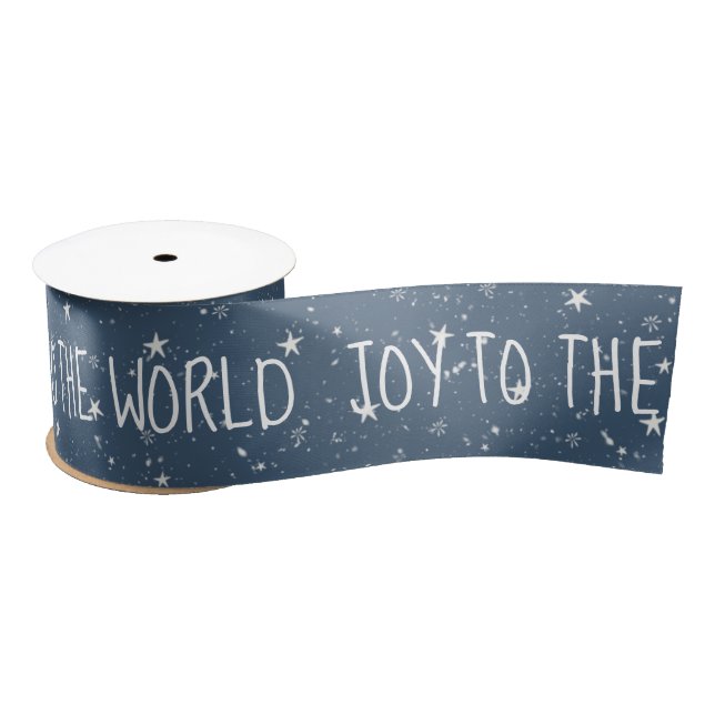 JOY TO THE WORLD Text with Stars Satinband (Spule)