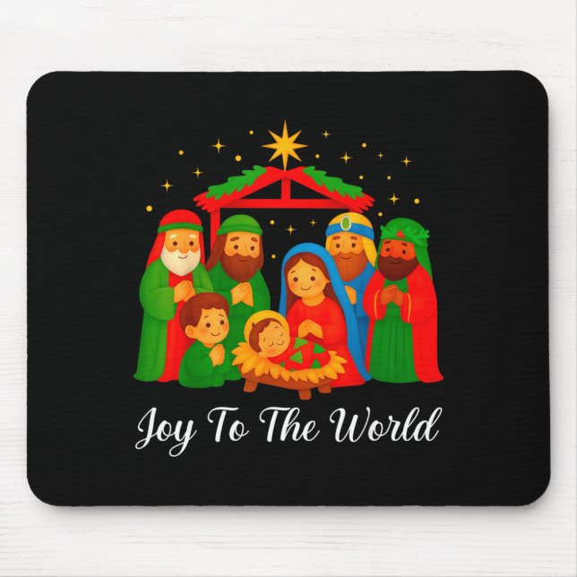 Joy To The World Ugly Christmas Sweater Xmas Squad Mousepad (Vorne)