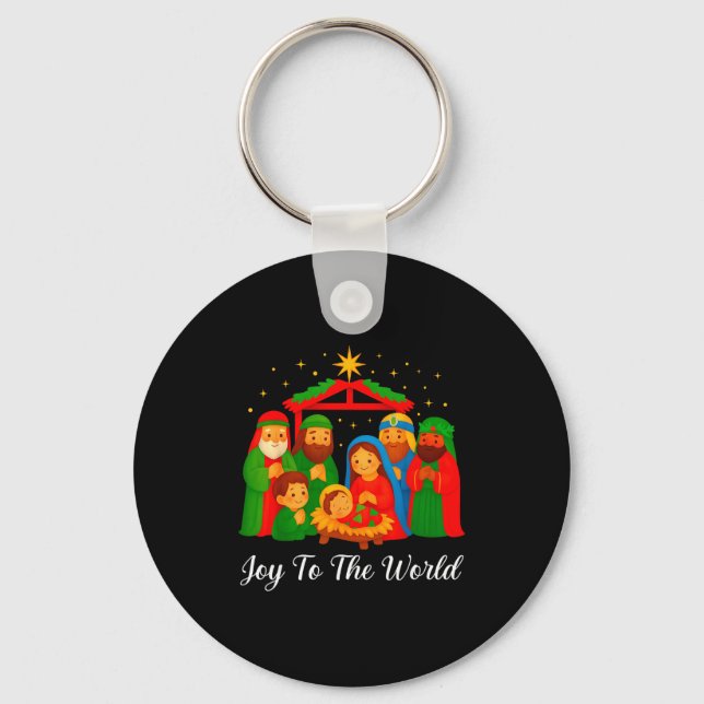 Joy To The World Ugly Christmas Sweater Xmas Squad Schlüsselanhänger (Vorderseite)