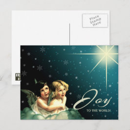 Joy to The World. Vintage kleine WeihnachtsAngels Feiertagspostkarte