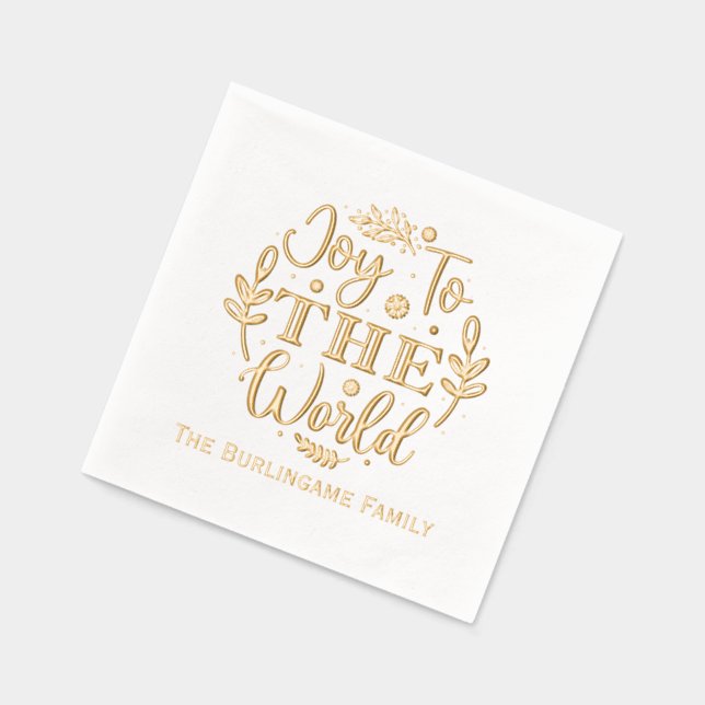 "Joy to the World" Weihnachtsfamilie Name Servietten Mit Folie (Links)