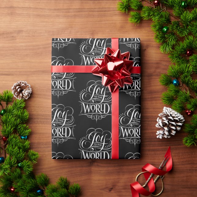 Joy To the World - Weihnachtskalligraphie Elegant Geschenkpapier (Feiertagsgeschenk)