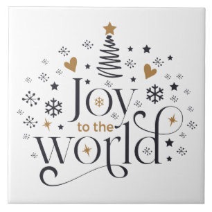 Joy to the World Word Art Keramik Tile Fliese