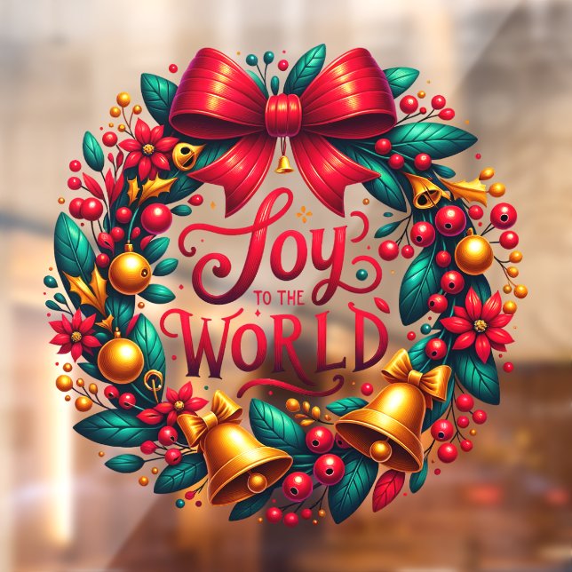 Joy to the World Wreath Window Cling Fensteraufkleber (Blatt 2)