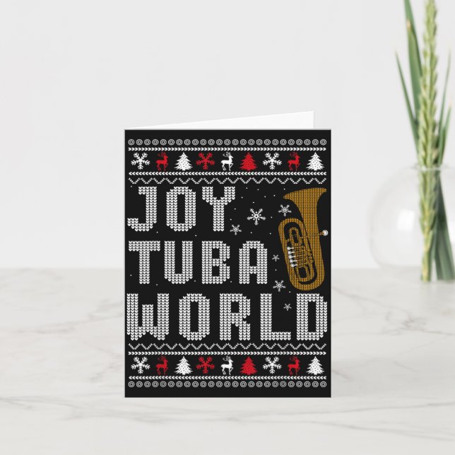 Joy Tuba World Funny Music Lover Ugly Christmas Sw Karte (Vorderseite)