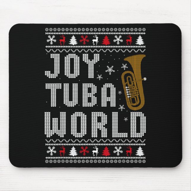 Joy Tuba World Funny Music Lover Ugly Christmas Sw Mousepad (Vorne)