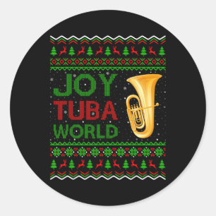 Joy Tuba World Music Lover Xmas Geschenk Ugly Tuba Runder Aufkleber