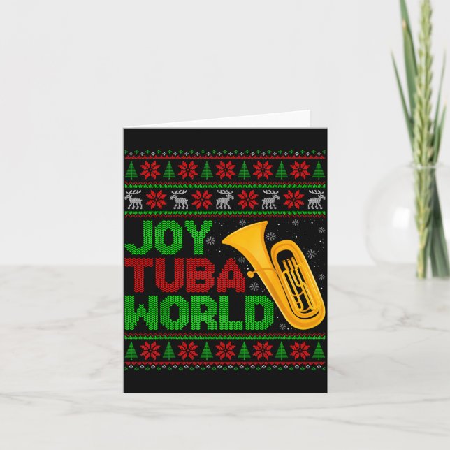 Joy Tuba World Music Lover Xmas Tuba Ugly Christma Karte (Vorderseite)