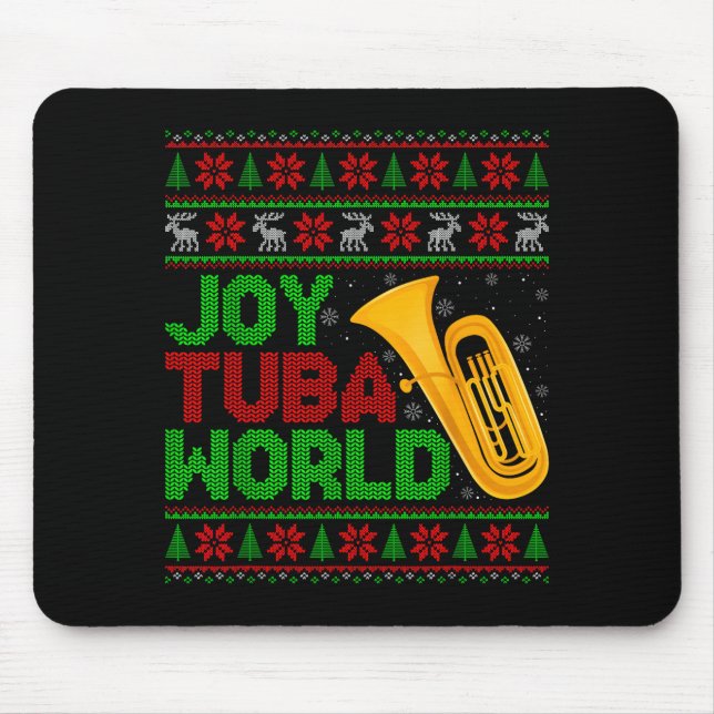Joy Tuba World Music Lover Xmas Tuba Ugly Christma Mousepad (Vorne)