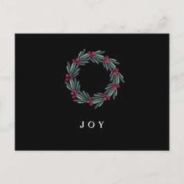 "JOY" Typografie Holly Berry Wreath Holiday Postkarte