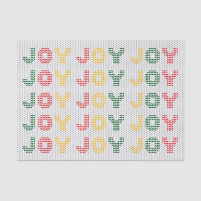 Joy Typografy Christmas Sweater Seidenpapier (Vorderseite)