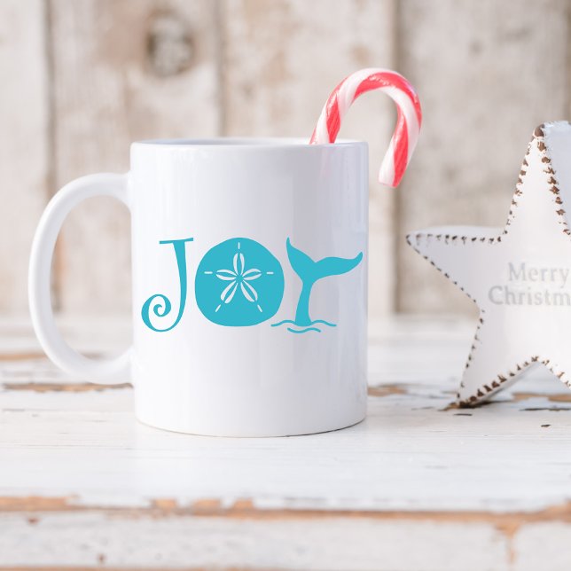 Joy Typografy Coastal Weihnachten Kaffeetasse (Von Creator hochgeladen)