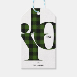 Joy Typografy Green Buffalo Kariert Holiday Geschenkanhänger