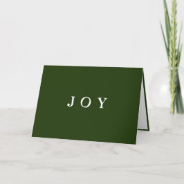 JOY Typografy Green Simple Modern Holiday Card Feiertagskarte