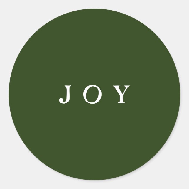 JOY Typografy Green Simple Modern Holiday Sticker (Vorderseite)