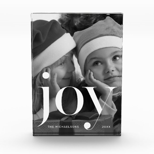 Joy Typografy mit Name and Year Foto Block (Vorderseite)