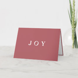 JOY Typografy Pink Simple Modern Holiday Card Feiertagskarte