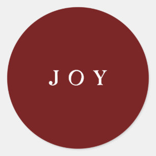 JOY Typografy Red Simple Modern Holiday Runder Aufkleber