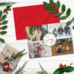 Joy Typografy Script Wreath 4 Foto Weihnachten<br><div class="desc">Send out this year's holiday greetings in style with these unique and modern holiday cards. Easily add your custom wording & fotos to these holiday cards by using the "Edit this design template" Abschnitt,  or click the "Customize it" button to access more advanced editing tools.</div>