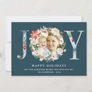 JOY Typography Poinsettia Foto für Blumenkleider Feiertagskarte
