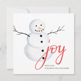Joy. Wasserfarbe niedlich Weihnachtsschneemann. Ro Feiertagskarte