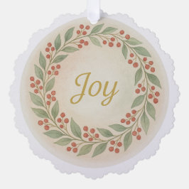 “Joy” Watercolor Christmas Ornament Karte