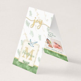JOY Watercolor Monogram Falted Foto Gift Tags