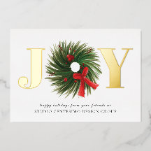 JOY Watercolor Wreath Holiday Gold