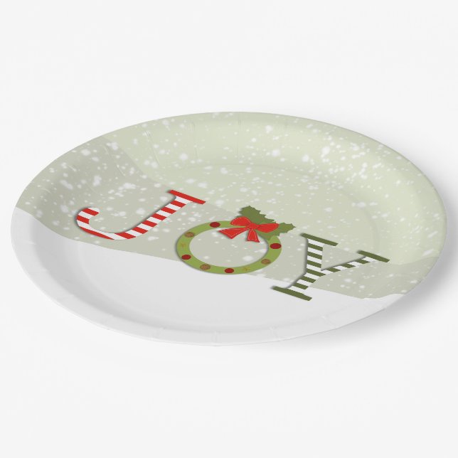 Joy - Weihnachten Pappteller (Schrägansicht)