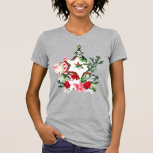 JOY Weihnachtsbaum Blumen Zuckerstange T-Shirt