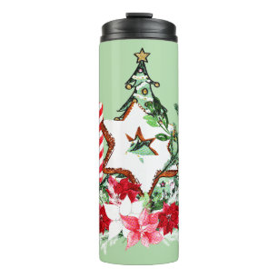 JOY Weihnachtsbaum Blumen Zuckerstange Thermosbecher