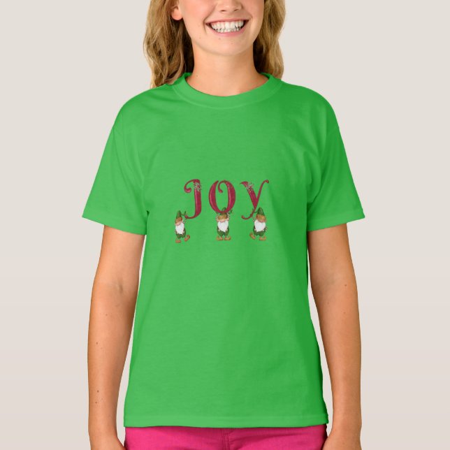 JOY Weihnachtselfen halten Briefe T-Shirt (Vorderseite)
